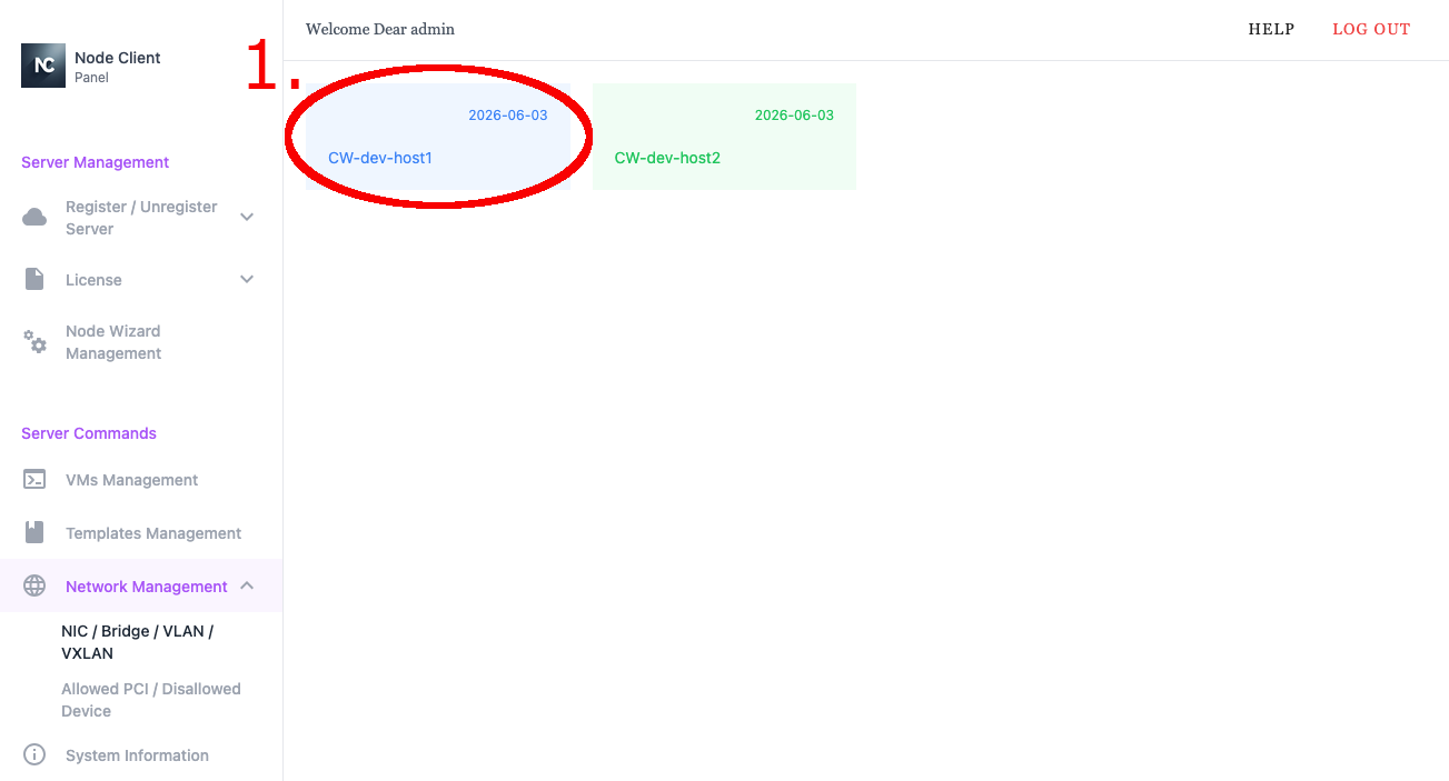 Node Client WebUI Network Management Interface
