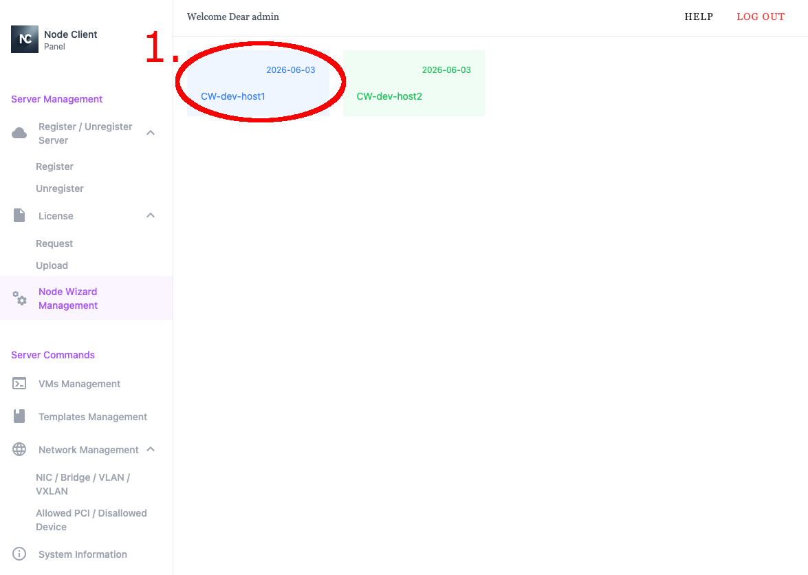 Node Client WebUI Node Wizard Management